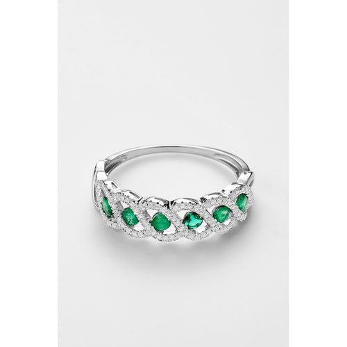 Bague "Green Tarlac" D 0,056/16 Em 0,72/6 - Or Blanc 375/1000