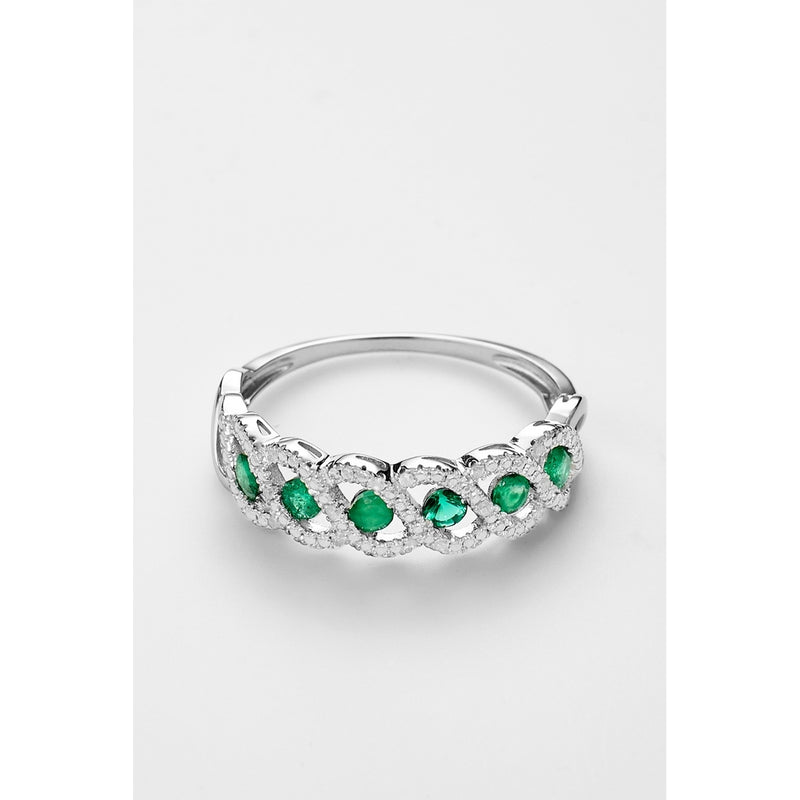 Bague "Green Tarlac" D 0,056/16 Em 0,72/6 - Or Blanc 375/1000