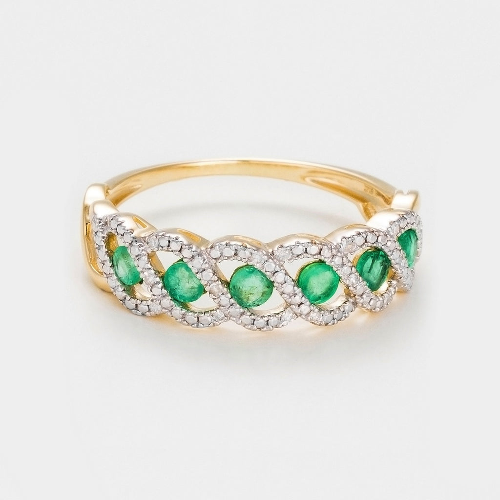 Bague "Green Tarlac" D 0,056/16 Em 0,72/6 - Or Jaune 375/1000