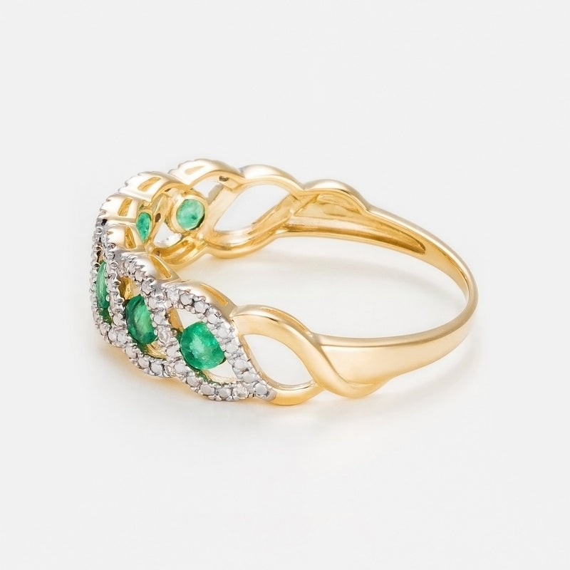 Bague "Green Tarlac" D 0,056/16 Em 0,72/6 - Or Jaune 375/1000