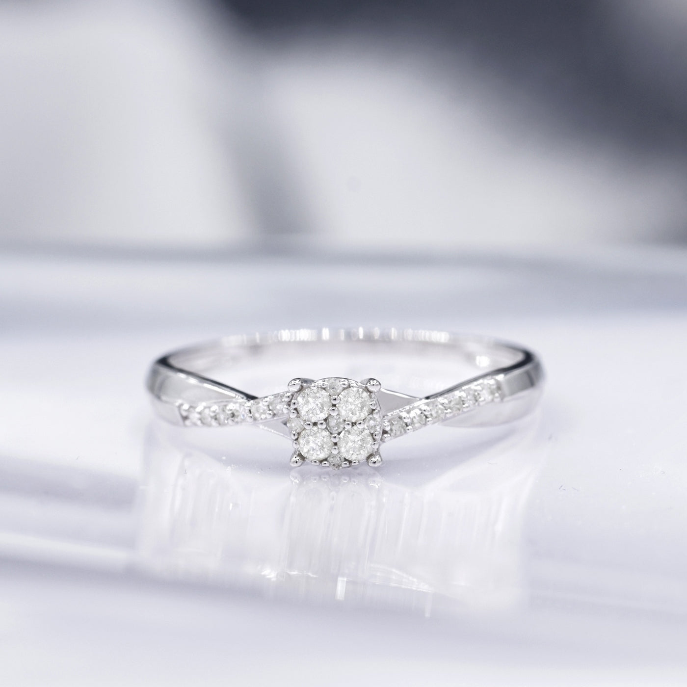 Anillo "Lismore" D 0.16/21 - Oro blanco 375/1000