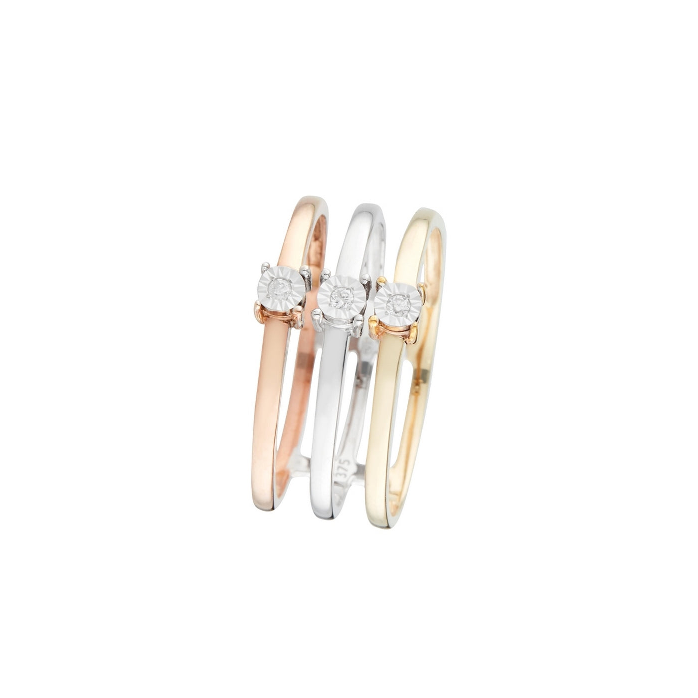 Anillo "Bario" D 0.032/3 - 375/1000 Oro Tricolor