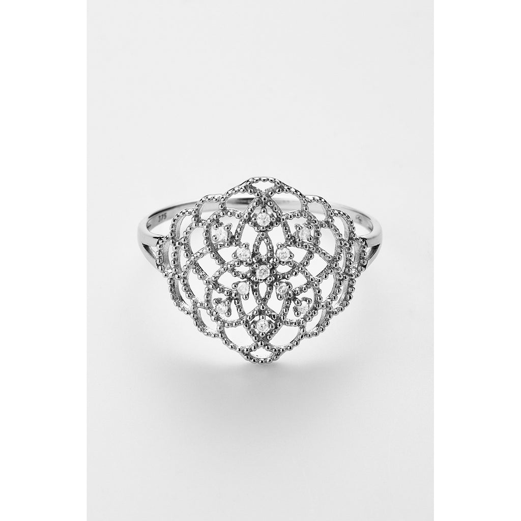 Anello "Dentelle" D0,061/11 - Oro Bianco 375/1000