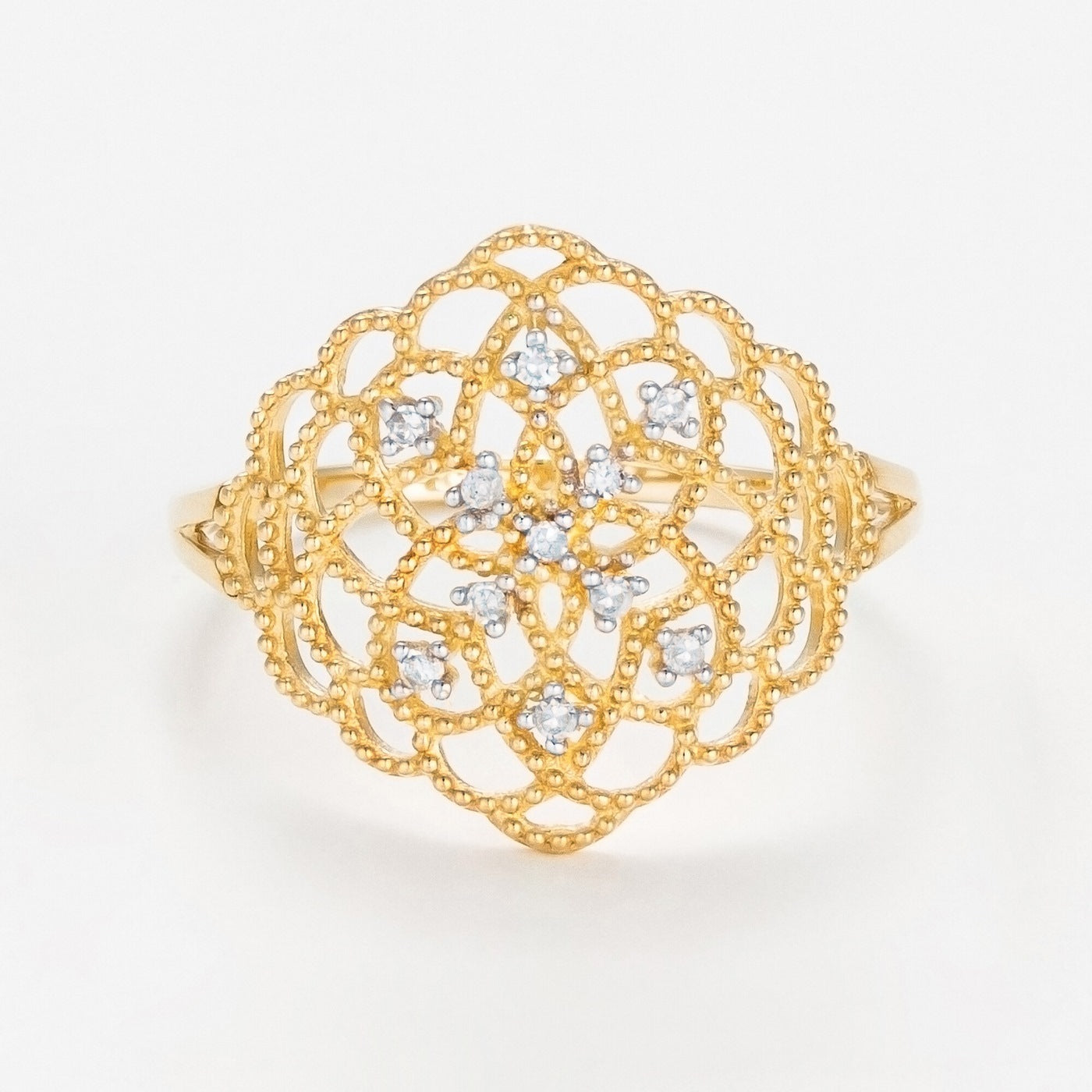 "Dentelle" Ring D0.06/11 - 9ct Yellow Gold