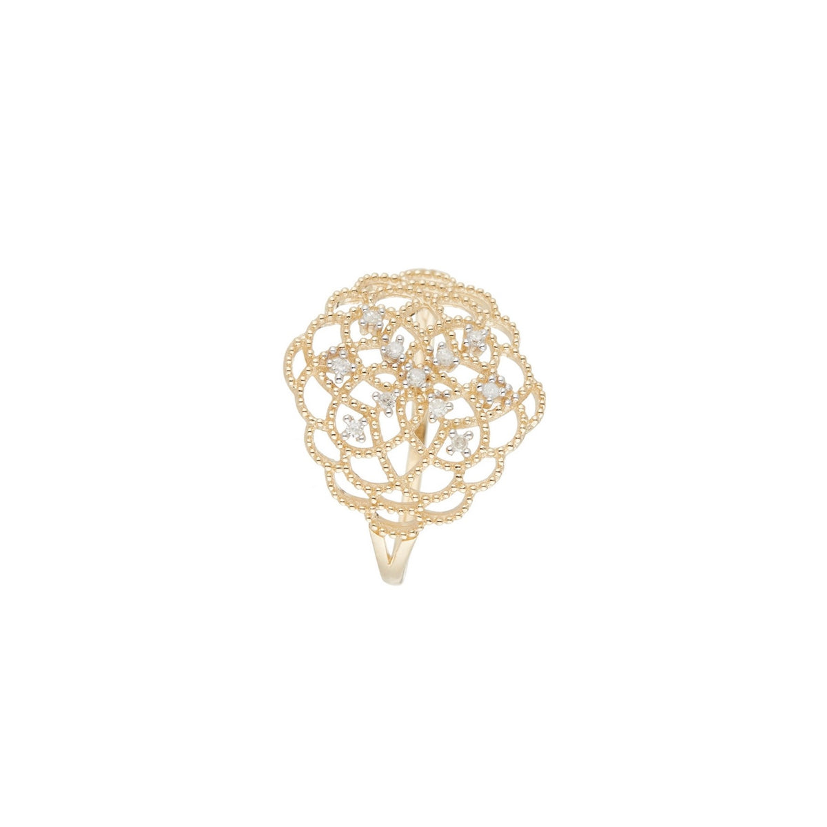 Bague "Dentelle" Diamants 0,06/11 - Or Jaune 375/1000