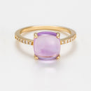 Bague "Rose Dragée" Amethyste4,4/1 Dia0,11/12 - Or Jaune 375/1000