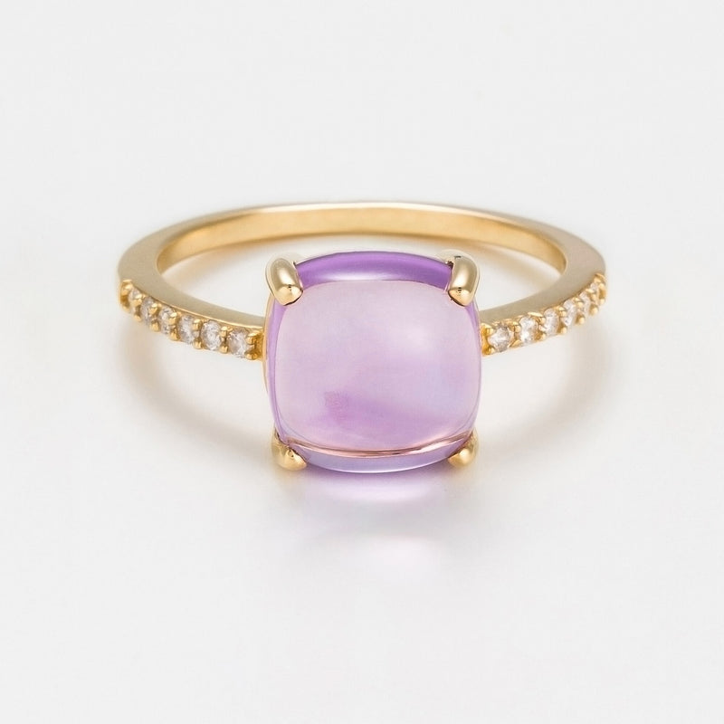 Bague "Rose Dragée" Amethyste4,4/1 Dia0,11/12 - Or Jaune 375/1000