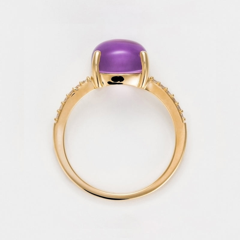 Bague "Rose Dragée" Amethyste4,4/1 Dia0,11/12 - Or Jaune 375/1000