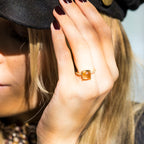 Bague "Rose Dragée" Citrine 4,4/1 Dia0,11/12 - Or Jaune 375/1000