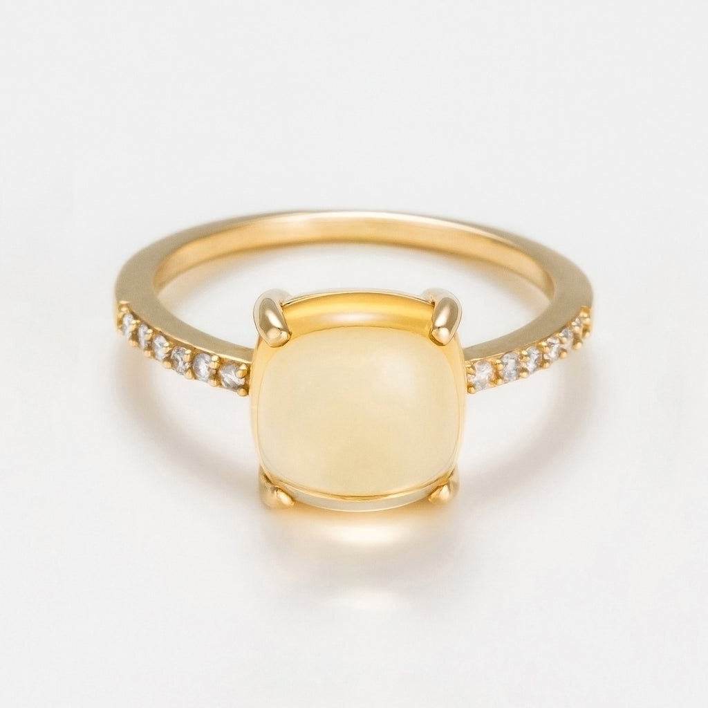 Bague "Rose Dragée" Citrine 4,4/1 Dia0,11/12 - Or Jaune 375/1000