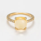Bague "Rose Dragée" Citrine 4,4/1 Dia0,11/12 - Or Jaune 375/1000