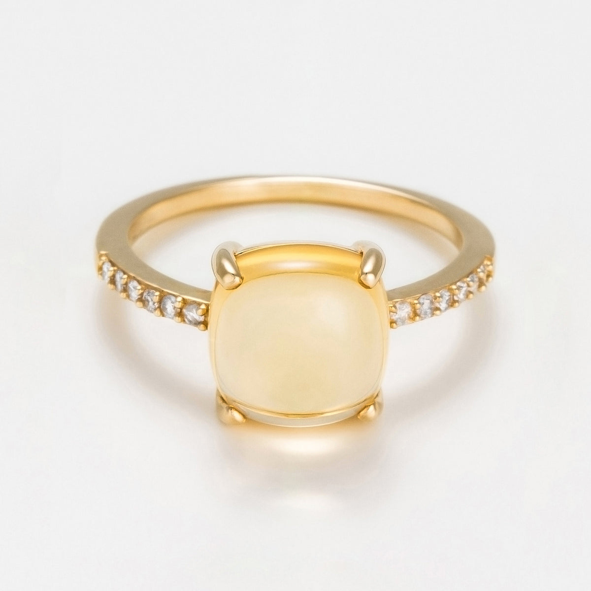Bague "Rose Dragée" Citrine 4,4/1 Dia0,11/12 - Or Jaune 375/1000