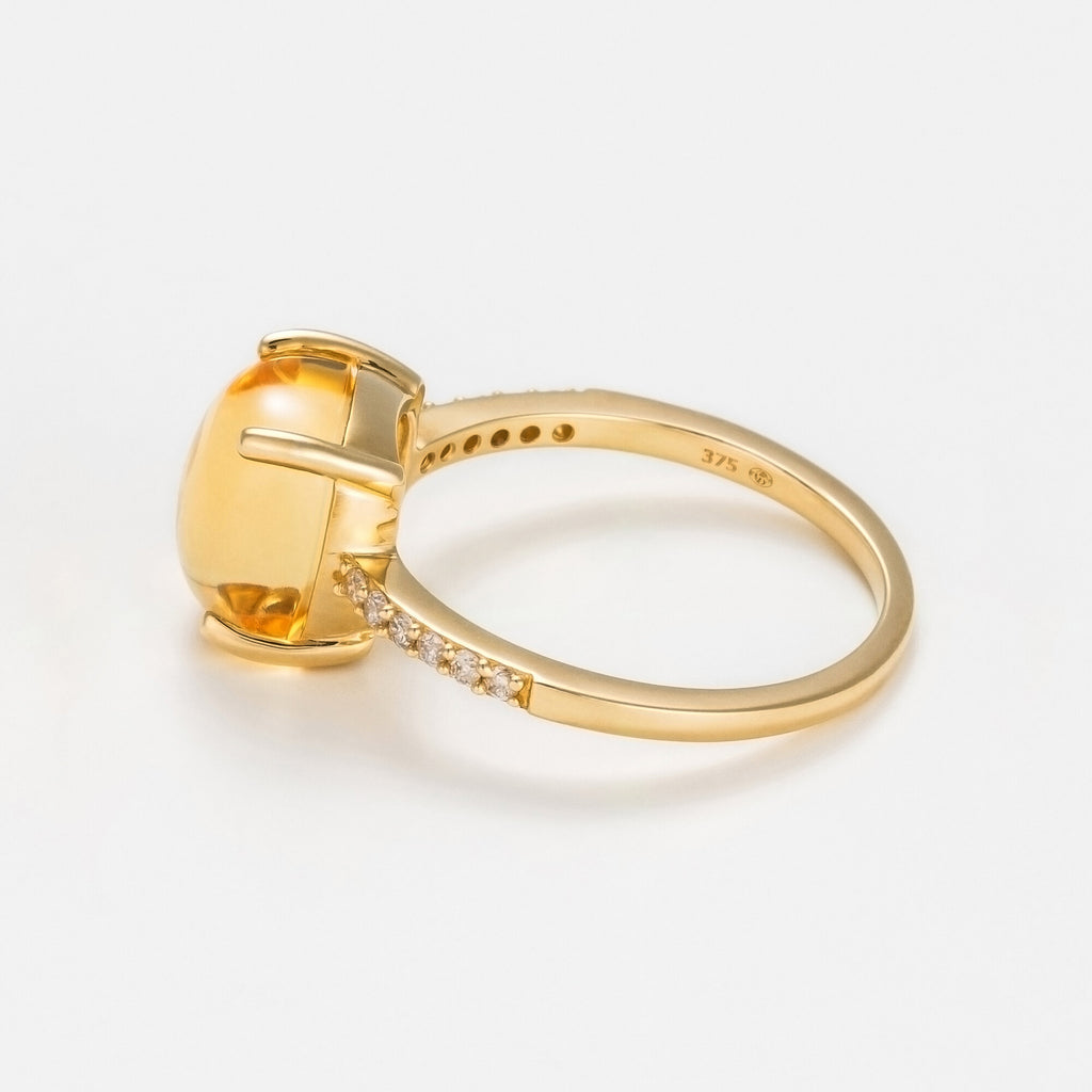 Bague "Rose Dragée" Citrine 4,4/1 Dia0,11/12 - Or Jaune 375/1000