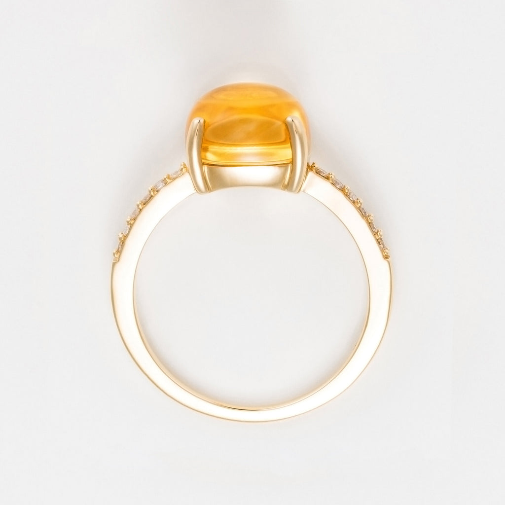 Bague "Rose Dragée" Citrine 4,4/1 Dia0,11/12 - Or Jaune 375/1000
