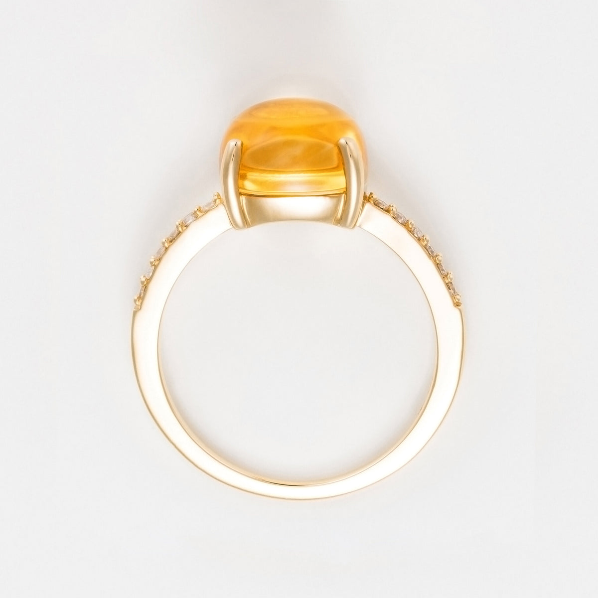 Bague "Rose Dragée" Citrine 4,4/1 Dia0,11/12 - Or Jaune 375/1000