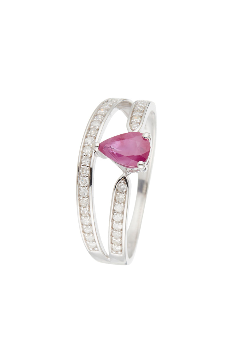 Bague "Eugenie" Dia 0,2/37 Ru 0,6/1 - Or Blanc 375/1000