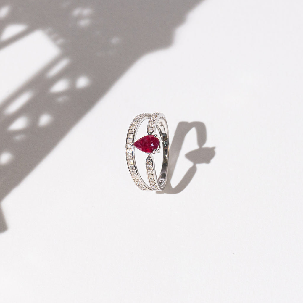 “Eugenie” Ring Dia 0,2/37 Ru 0,6/1 - 375/1000 White Gold