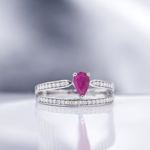 Bague "Eugenie" Dia 0,2/37 Ru 0,6/1 - Or Blanc 375/1000