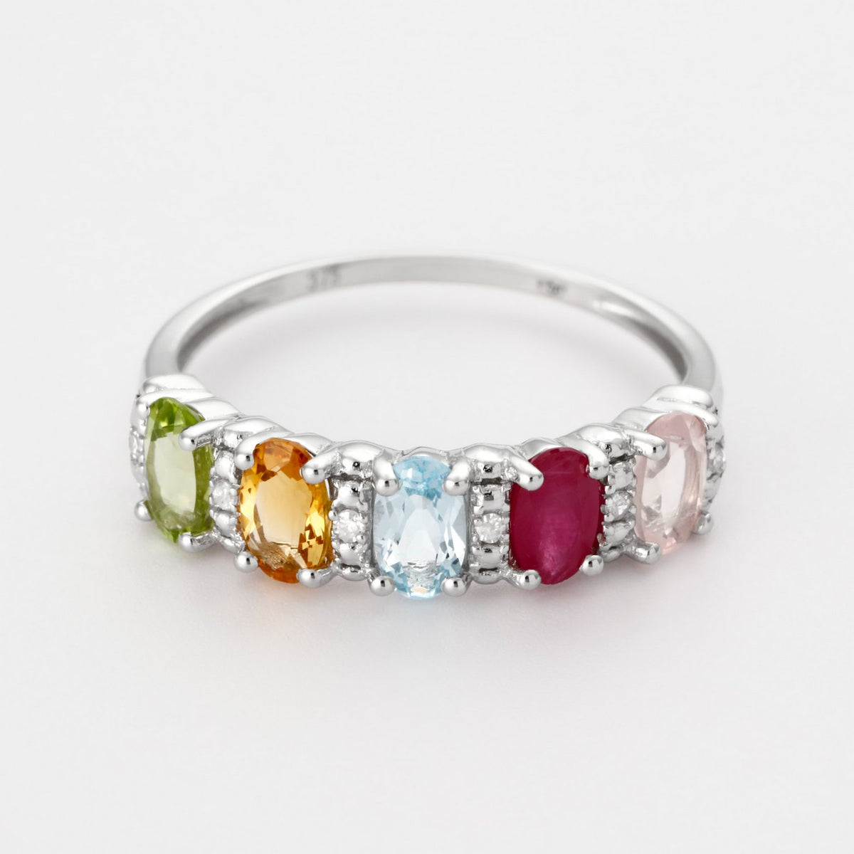 Anello "Fiorentina" D0,033/6; Pd0,272/1; Ct0,44/1; Bt0,35/1; Ru0,35/1; Rq0,33/1 - Oro bianco 375/1000