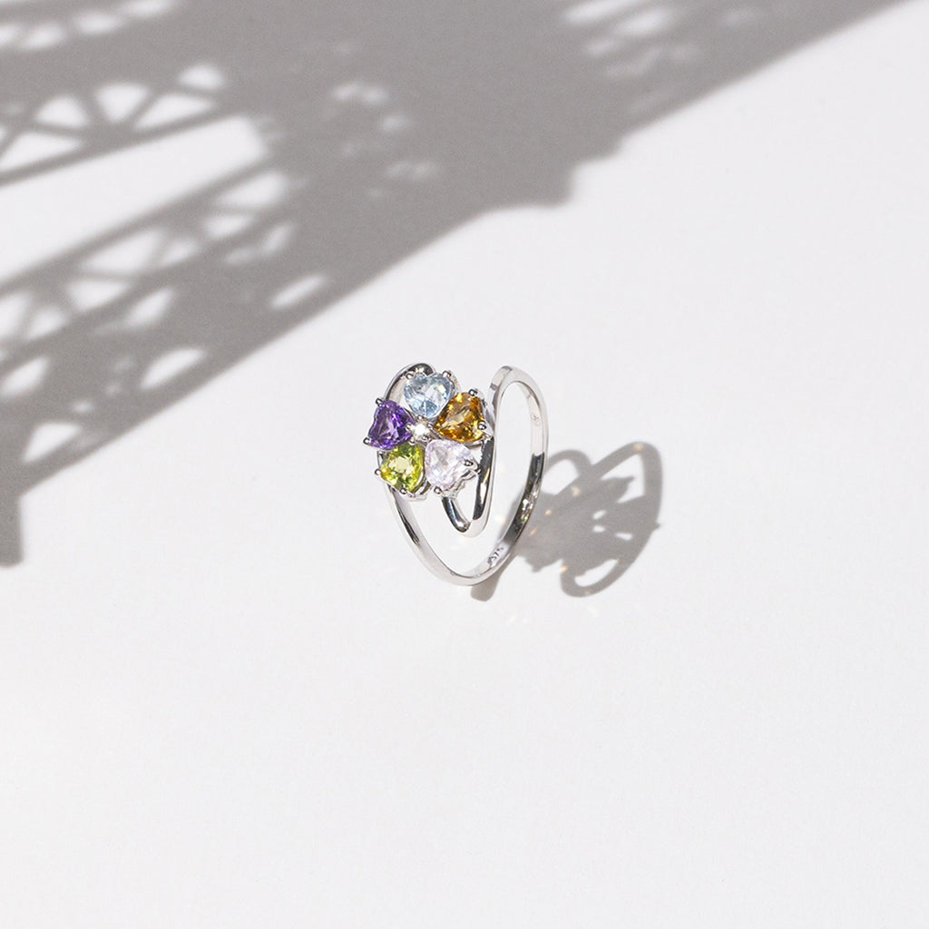 "Colour Explosion" Ring Diamonds 0,02/1 & Amethyst, Topaz, Pink Tourmaline, Citrine and Peridot 1,51/5 - 375/1000 White Gold