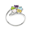 Bague "Color Explosion" Diamants 0,02/1 & Amé,Top,Rostourm,Citri & Per1,51/5 - Or Blanc 375/1000