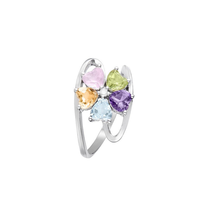 Bague "Color Explosion" Diamants 0,02/1 & Amé,Top,Rostourm,Citri Et Per1,51/5 - Or Blanc 375/1000