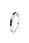 Anillo "Kara" D 0,145/6 zafiro 0,4/8 - Oro blanco 375/1000