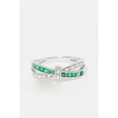 Bague "Starky" D 0,045/10 Emeraude 0,045/10 - Or Blanc 375/1000