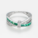 Bague "Starky" D 0,045/10 Emeraude 0,045/10 - Or Blanc 375/1000