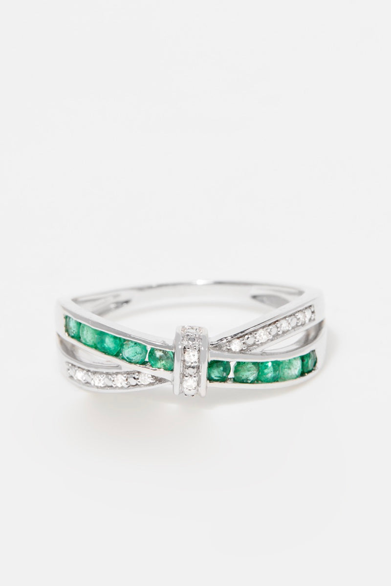 Ring "Starky" D 0,045/10 Emerald 0,045/10 - Gold Blanc 375/1000