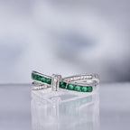 Bague "Starky" D 0,045/10 Emeraude 0,045/10 - Or Blanc 375/1000