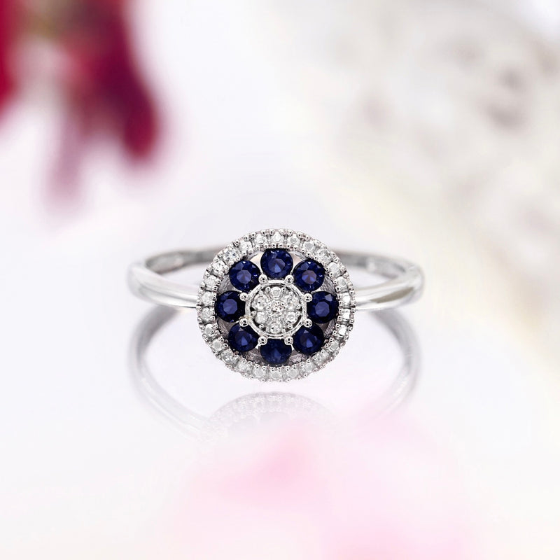 Ring "Palu" D 0,036/8 Sapphire 0,8/8 - Gold Blanc 375/1000