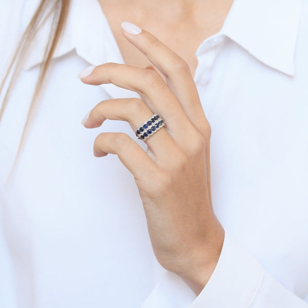 "Salma" Ring, Diameter 0.11/20, Sapphire 2.88/16 - 375/1000 White Gold