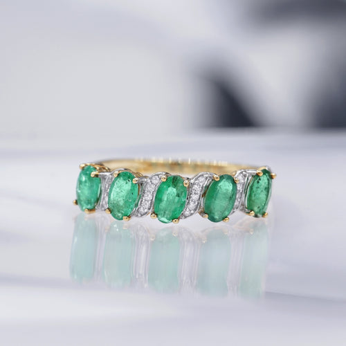 Bague "Sambava" D 0,105/30 Emeraude 0,38/5 - Or Jaune 375/1000