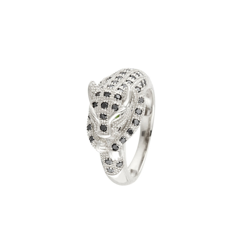 Bague "Panthère Noire" Dian0,55/55 Em0,06/2 - Or Blanc 375/1000