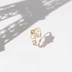 Anello "Pikine" Topazio bianco 0,67/3 Citrino 0,53/2 Quarzo rosa 0,60/1 Perla 1 - Oro giallo 375/1000