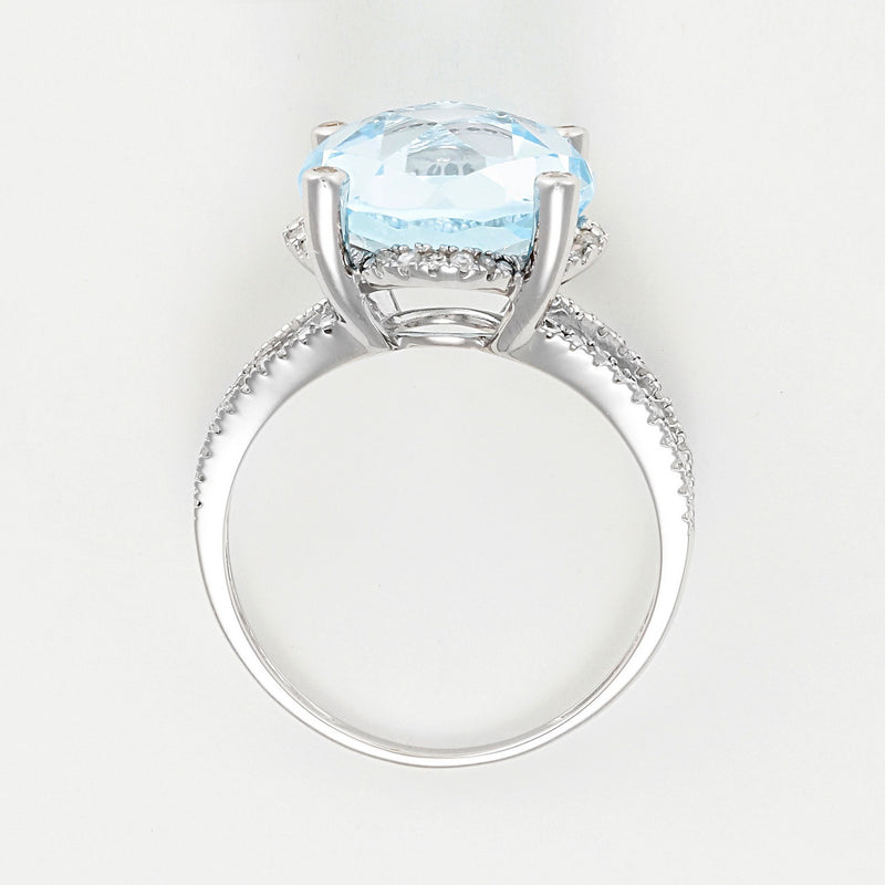 Bague "Marovao" D 0,33/60 Topaze Bleue 4,96/1 - Or Blanc 375/1000