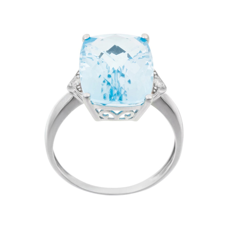 Bague "Blue Hilll" D0,03/2 Blue Topaze 9,75/1 - Or Blanc 375/1000