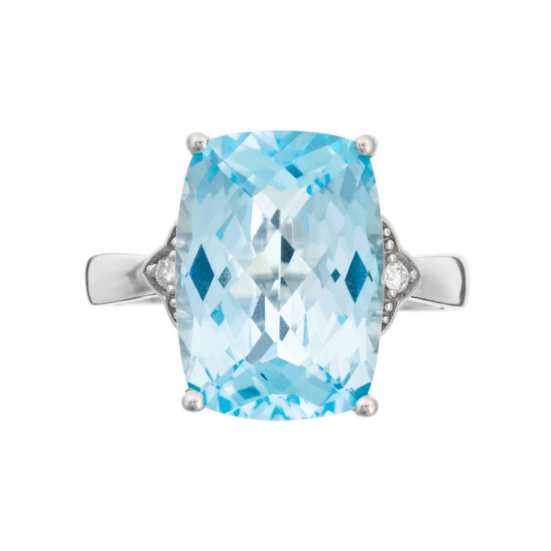 Bague "Blue Hilll" D0,03/2 Blue Topaze 9,75/1 - Or Blanc 375/1000