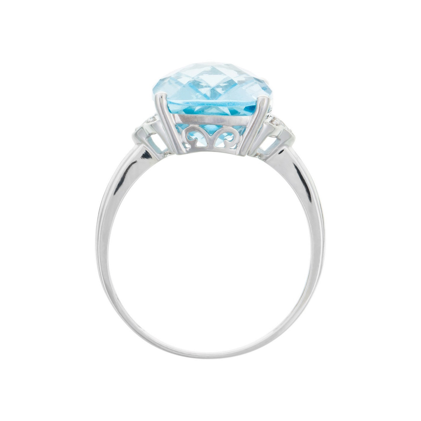 Bague "Blue Hilll" D0,03/2 Blue Topaze 9,75/1 - Or Blanc 375/1000