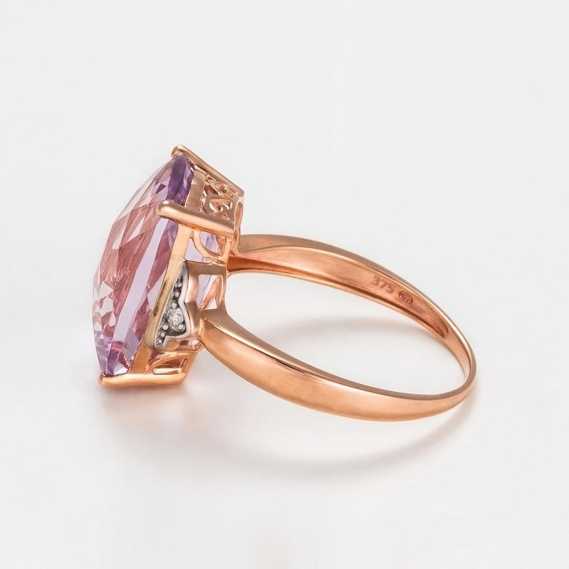 Bague "Pink Hill" Roseam 7,15/1 Dia0,032/2 - Or Rose 375/1000