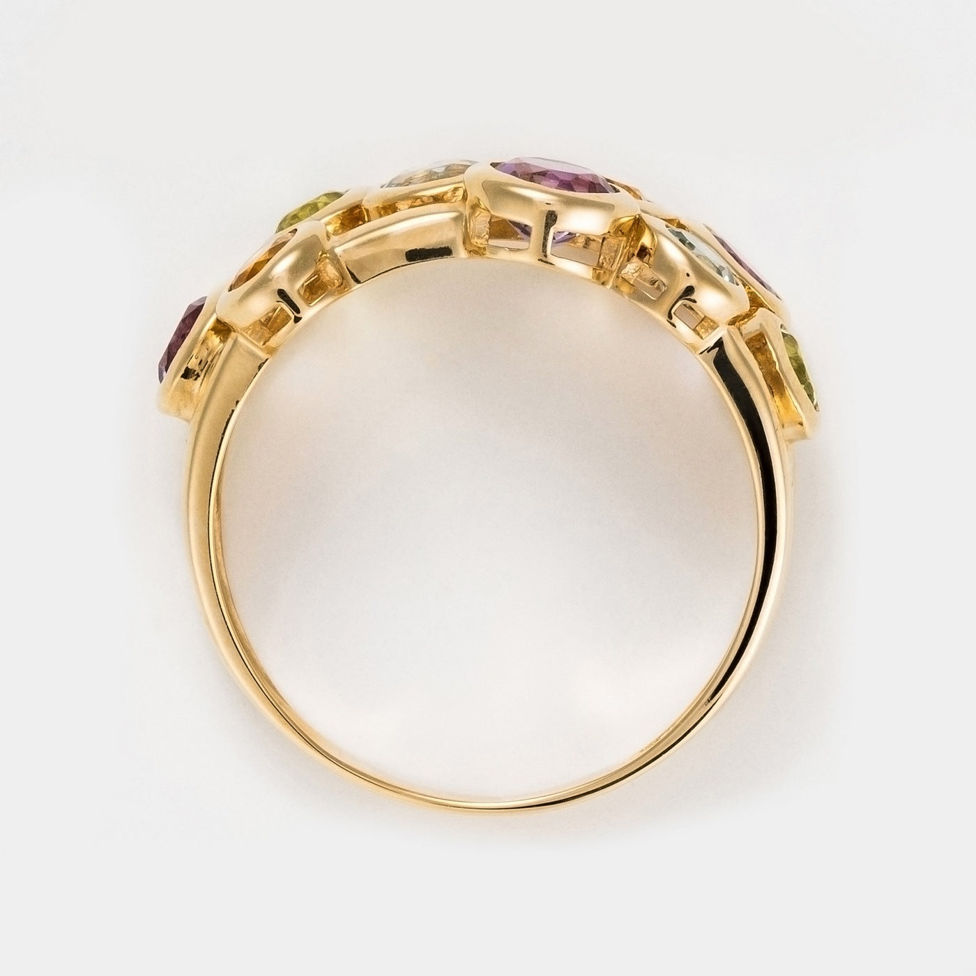 Bague "Kamina" Améthyste 0,62/3 Blue Topaze 0,5/2 Citrine 0,11/2 Péridot 0,17/2 - Or Jaune 375/1000