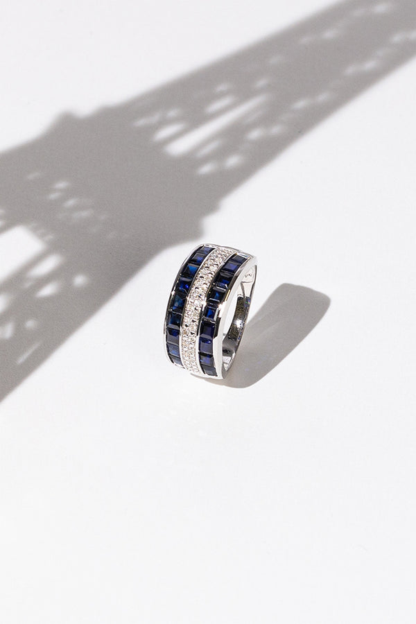 "Lahad" Ring D 0.09/19 Sapphire 2.97/18 - White Gold 375/1000