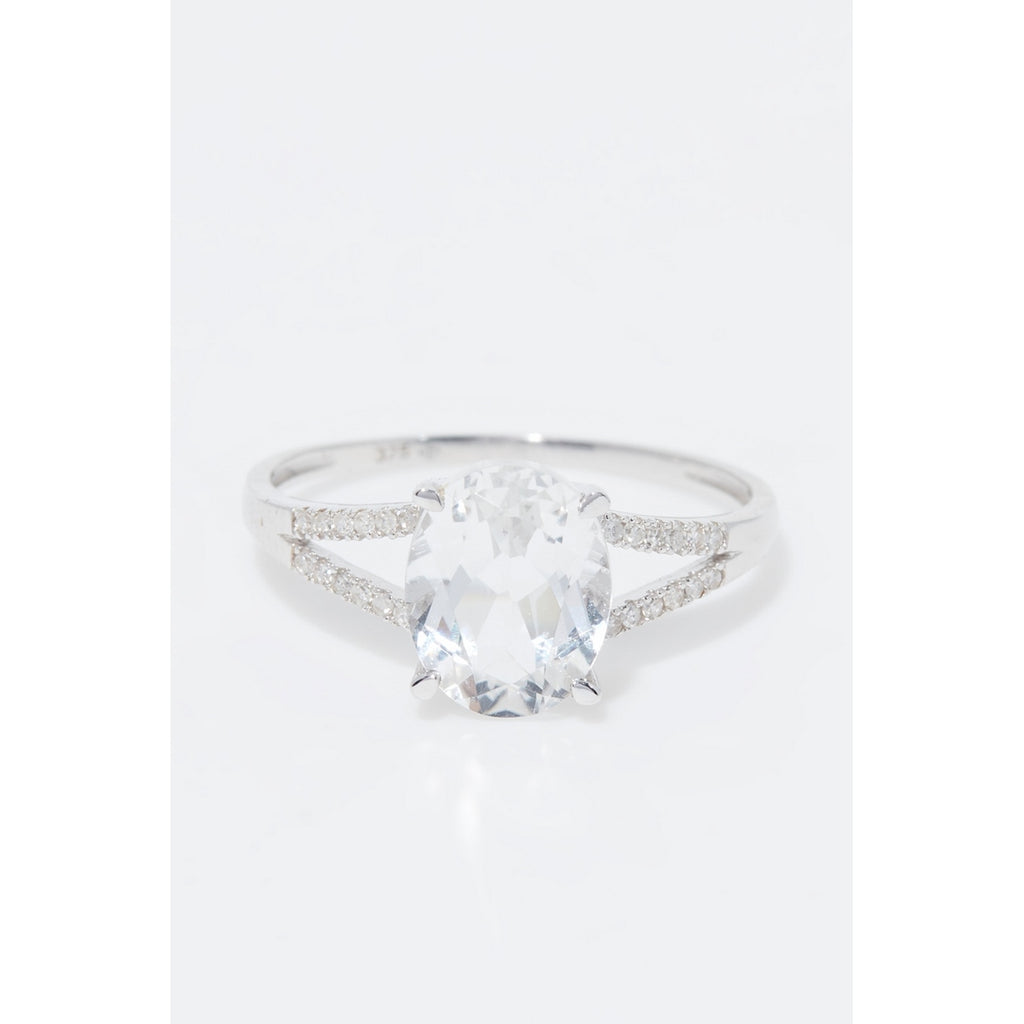 Anillo "Miri" D 0.084/24 Topacio blanco 2.45/1 - Oro blanco 375/1000
