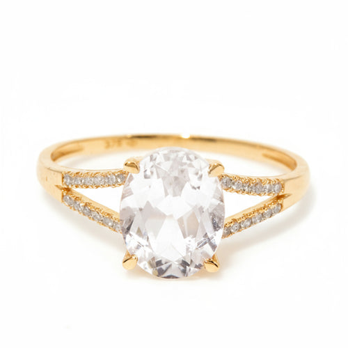 Bague "Miri" D 0,084/24  Topaze Blanche 2,45/1 - Or Jaune 375/1000