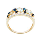 Bague "Dahra" D 0,12/36 Blue Topaze 0,41/3 Saphir 0,22/8 - Or Jaune 375/1000