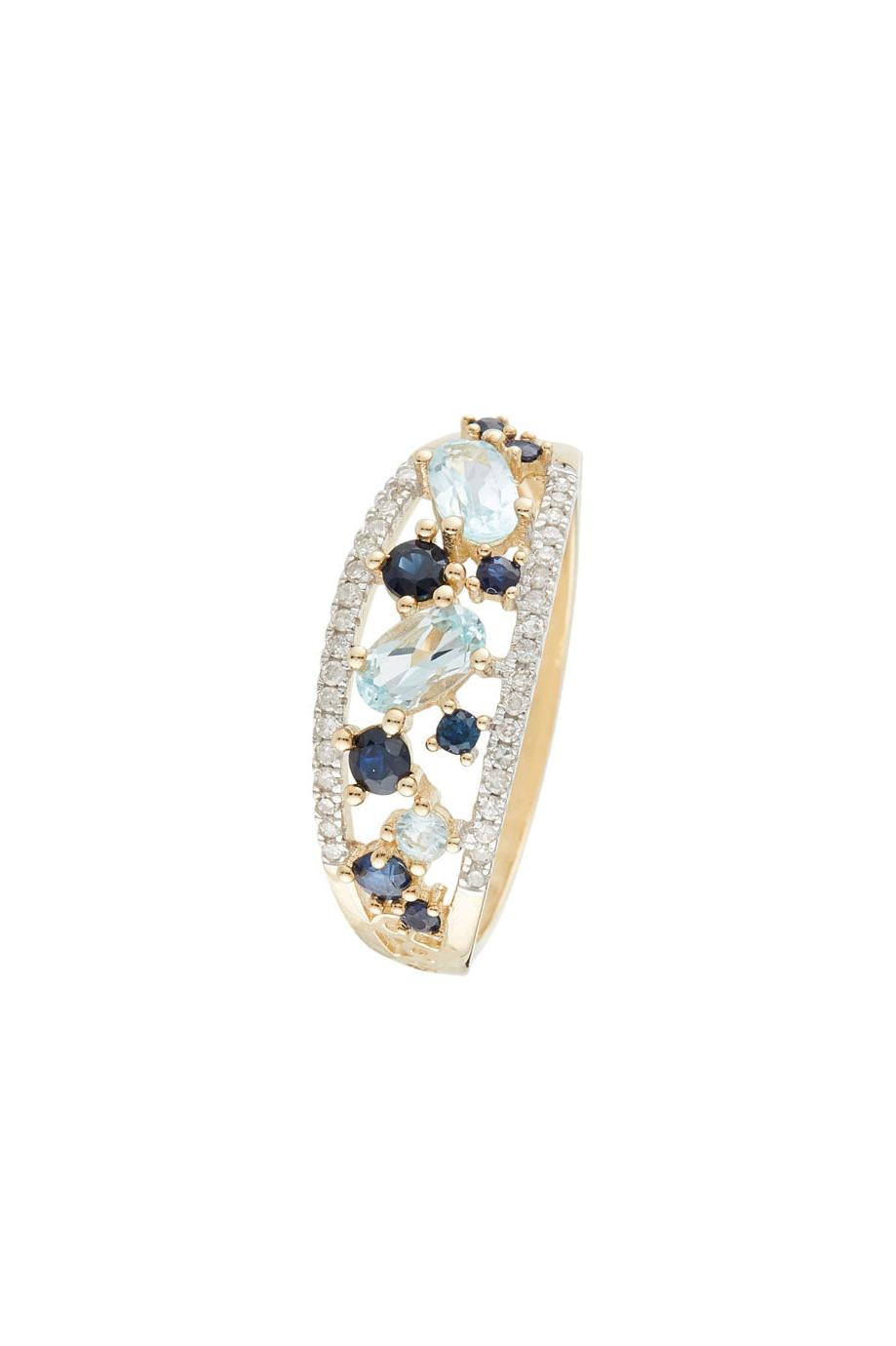 Bague "Dahra" D 0,12/36 Blue Topaze 0,41/3 Saphir 0,22/8