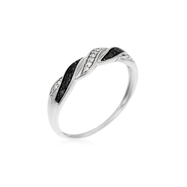 Anillo "Ragon" Diamantes 0.03/6 y Diamantes Negros 0.07/8 - Oro blanco 375/1000