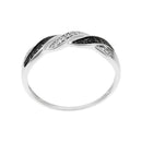 Bague "Ragon" Diamants 0,03/6 Et Diamants Noirs 0,07/8 - Or Blanc 375/1000