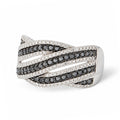 Bague 'Aurora" Diamants 0,07/20 Et Diamants Noirs 0,41/44